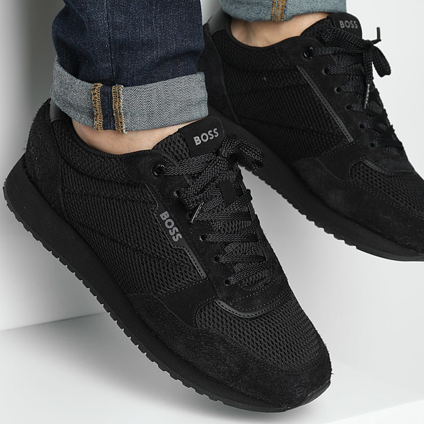 HUGO BOSS SNEAKERS KAI RUNN RUNNER SHOES - SIZE: MEN 12 (EU M46) - BLACK