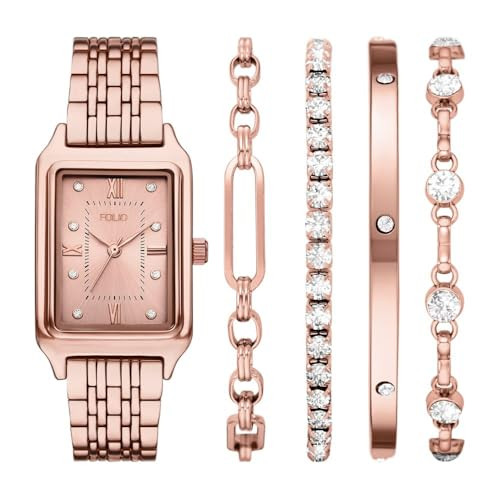 Folio Women's Three-Hand Rose Gold-Tone Watch, Model: FMDFL2085 - Rose Gold