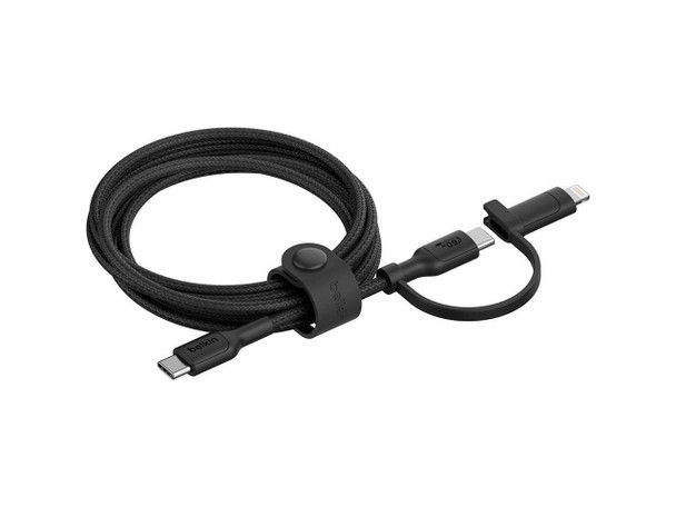Belkin BoostCharge Pro 5' 60W 2-In-1 Braided USB-C and Lightning Cable, Black
