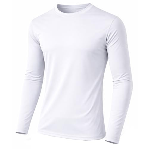 GALAXY BY HARVIC MEN'S LONG SLEEVE PERFORMANCE CREW NECK TEE - SIZE LARGE -WHITE New