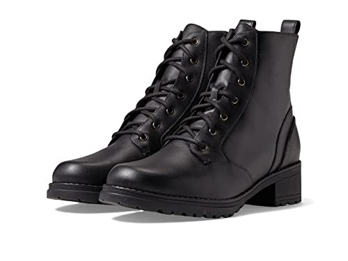 W20768 COLE HAAN WOMEN'S CAMEA WATERPROOF LACE-UP Combat BLACK SIZE 8.5