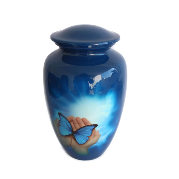 DESIGN GALLERY CREMATION URN FOR HUMAN ASHES FUNERAL URN MEMORIAL URN - BLUE