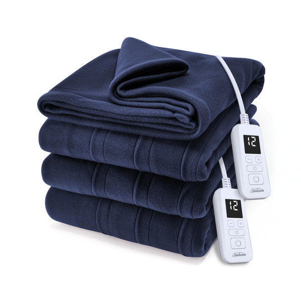 Sunbeam Royal Ultra Fleece Heated Electric Blanket King 90" x 100" - Indigo New