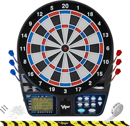 VIPER 787 ELECTRONIC DARTBOARD, ULTRA THIN SPIDER FREE Floating Segments - BLACK