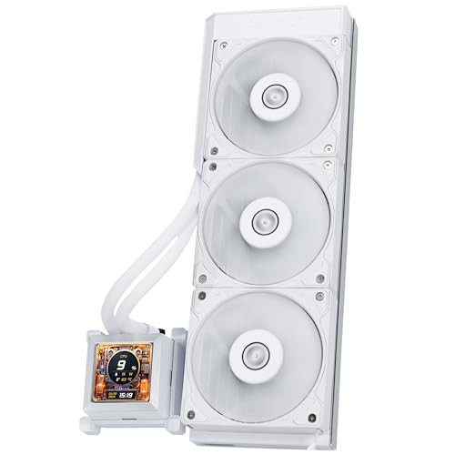 LIAN LI 360 AIO, PRE-INSTALLED 3 X 28MM FAN, SIDE-MOUNTED, HSLCD36SW - WHITE