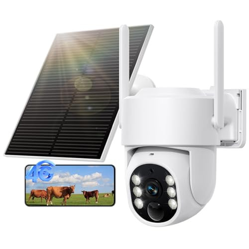 NOAHEYE 4G LTE CELLULAR SOLAR SECURITY CAMERA WIRELESS OUTDOOR NO WIFI WHITE