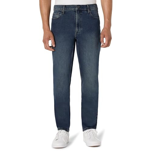 AMAZON ESSENTIALS MEN'S LOW STRETCH ATHLETIC FIT JEANS SIZE: 33WX32L - DARK WASH New