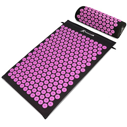 PROSOURCEFIT ACUPRESSURE MAT AND PILLOW SET SIZE LARGE - BLACK/PINK New