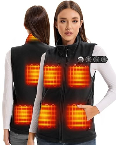 ARRIS Fleece Heated Vest for Women, Size Adjustable Heating Zones - Black New