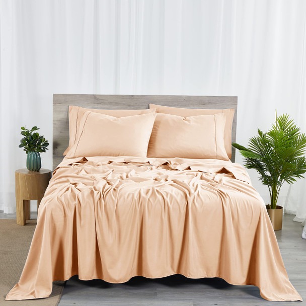 BIBB HOME 2000 COUNT 6-PIECE RAYON BAMBOO SHEET SET CAL KING BLUSH