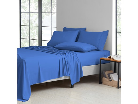 BIBB HOME RAYON FROM BAMBOO 6-PIECE LUXURY SHEET SET - FULL - WARM BLUE