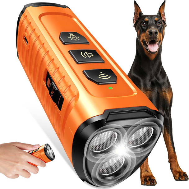 CBER S 5 MODES ANTI BARKING DEVICE FOR DOGS 50FT CONTROL DEVICE - ORANGE/BLACK