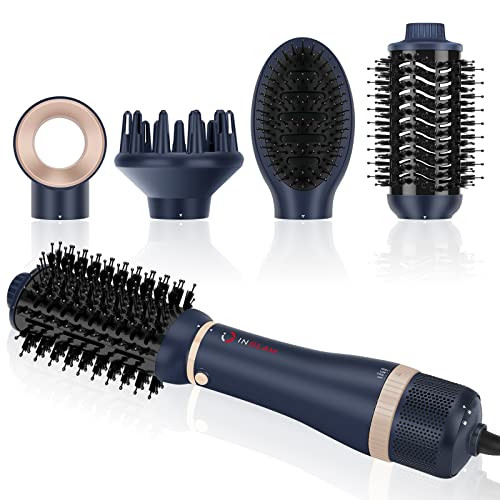 IG INGLAM Hair Dryer Brush Set, 4 in 1, Negative Ion Hair Dryer & Styler Blue