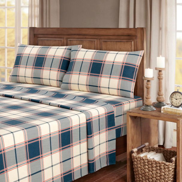 Kathy Ireland 100% TurkPad Cotton Flannel Sheet Set Signature Plaid King