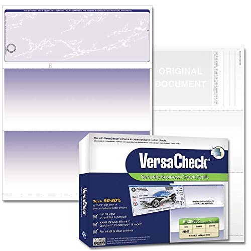 VERSACHECK UV TOP SECURE (DNA) CHECKS 250 BLANK BUSINESS VOUCHER CHECKS BLUE