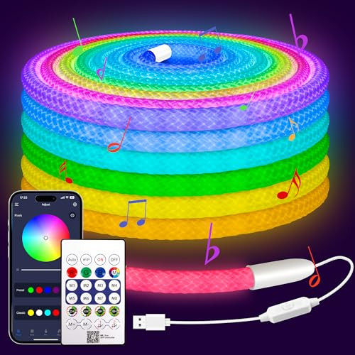 LAFULIT RGB Music Sync LED Light, 10ft Flexible Color Changing, IP67 ICRGB