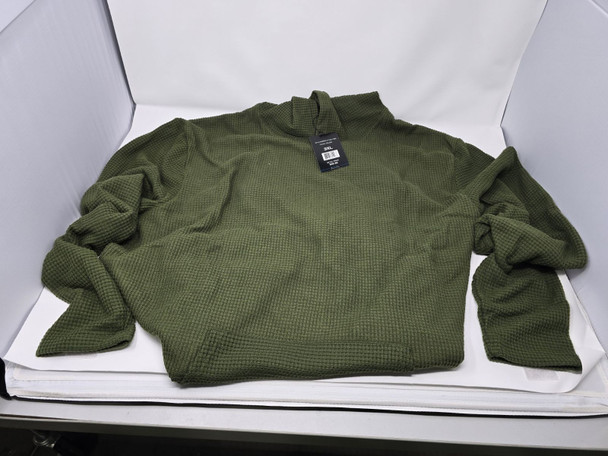 BLUE ICE MEN'S WAFFLE KNIT PULLOVER SWEATER HOODIE - SIZE: MEN 3XL - OLIVE New