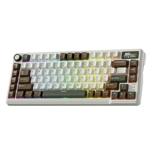 RK ROYAL KLUDGE L75 GASKET MOUNT MECHANICAL KEYBOARD, CREAM SWITCH - PALM GREEN