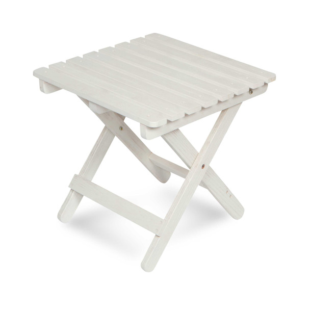 SHINE COMPANY SQUARE WOODEN FOLDING WOOD SIDE TABLE OUTDOOR 4119EW - WHITE