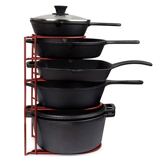CUISINEL HEAVY DUTY PAN AND POT ORGANIZER - 5 TIER RACK - 15 INCH - RED New
