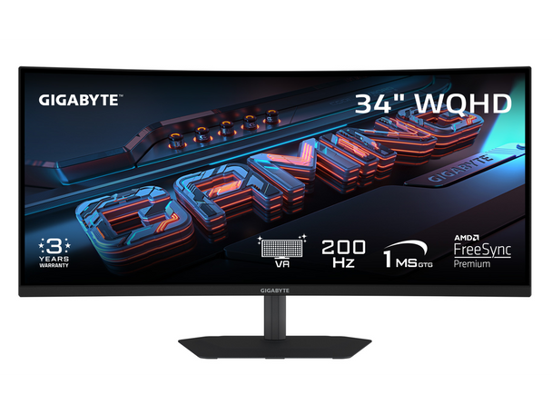 GIGABYTE 34 inch QHD 2K 1440P 200Hz AMD FreeSync Premium HDR400 Built-in