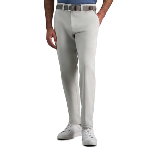 HAGGAR MEN'S CASUAL PANT STRETCH STRAIGHT FIT 34WX29L STONE New