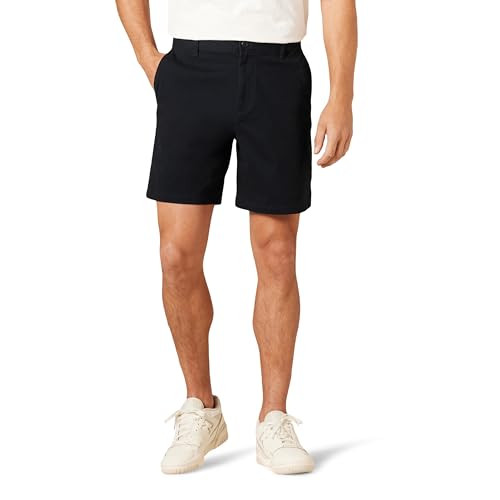 AMAZON ESSENTIALS MEN'S 7" STRETCH CHINO SHORTS SIZE MEN 30 - BLACK New