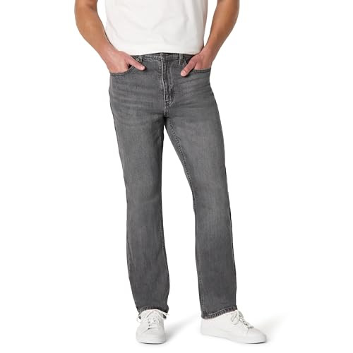 AMAZON ESSENTIALS MEN'S LOW STRETCH STRAIGHT-FIT WASH - SIZE 30W X 32L GRAY WASH New