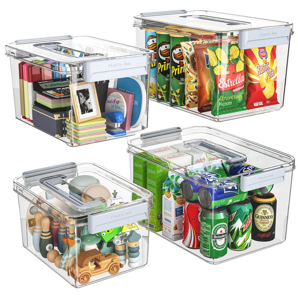 MAGDESIGNER PLASTIC STORAGE BINS WITH LIDS STACKABLE ORGANIZATION AND STORAGE