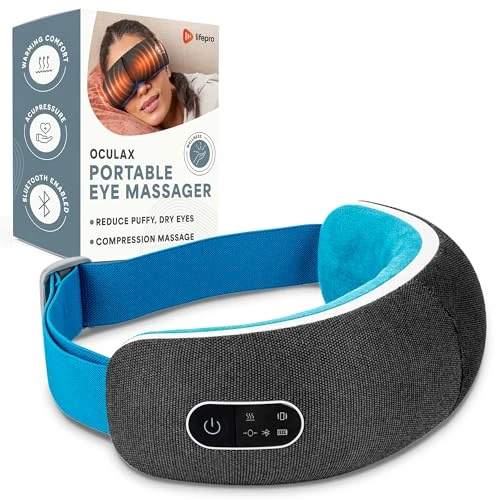 LIFEPRO PORTABLE EYE MASSAGER HEAT VIBRATION OCULAX 4 SOOTHING MODES-BLUE