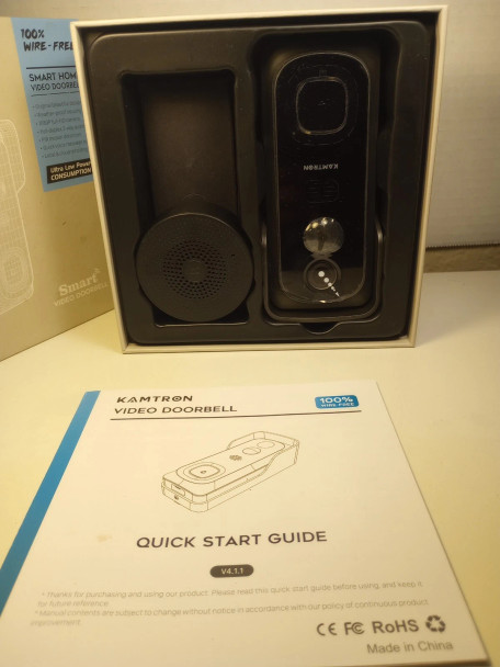 KAMTRON SMART VIDEO DOORBELL, 1080P FULL-HD CAMERA - BLACK