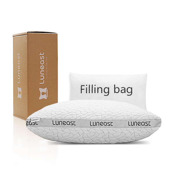 LUNEAST MEMORY FOAM PILLOWS FOR SLEEPING ADJUSTABLE BREATHABLE, 17X27IN - WHITE