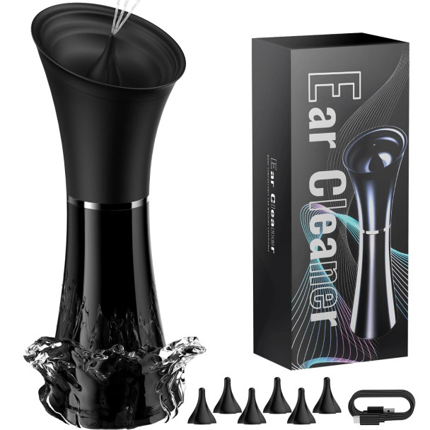 FLAOAITO CLEANER EAR IPX7 WATERPROOF 6 TIPS 4 PRESSURE SETTINGS ELECTRIC - BLACK