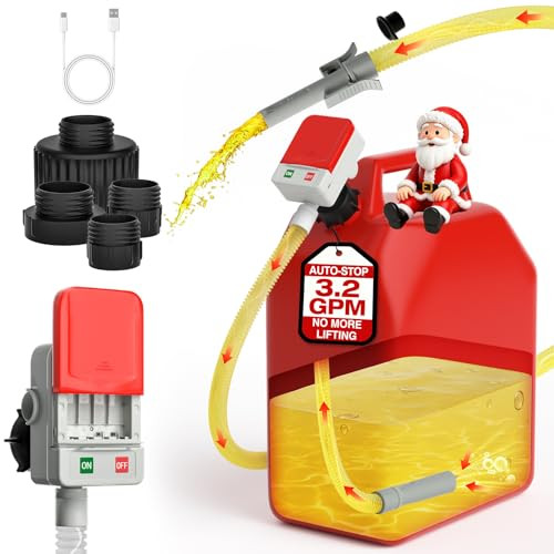 KEIMI PORTABLE FUEL TRANSFER PUMP WITH AUTO-STOP, 51" EXTRA LONG HOSE FN901A New