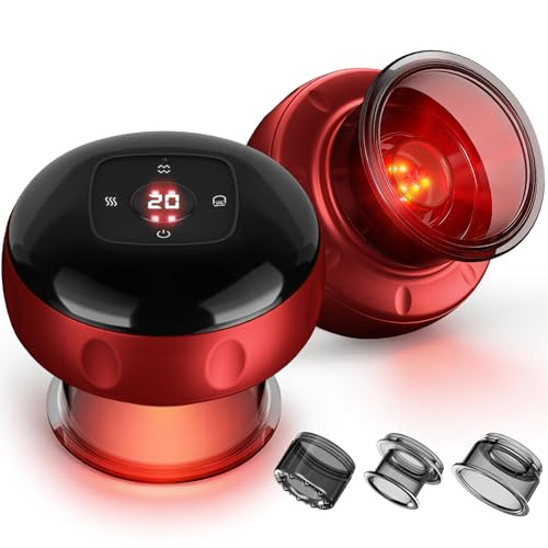 CAKOUTANB 2 PACK CUPPING SET, THERAPY MASSAGER, LIGHT THERAPY SET - BLACK/RED