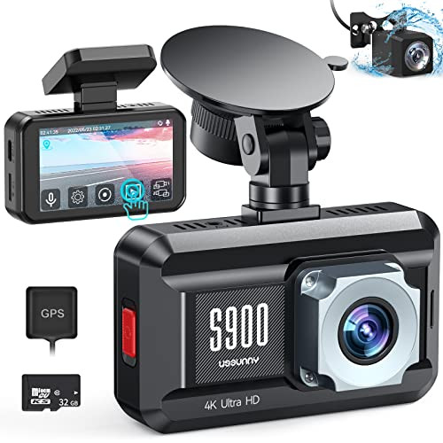 USSUNNY DASH CAM FRONT 4K AND REAR 1080P DUAL CAR CAMERA 3" TOUCHSCREEN - BLACK