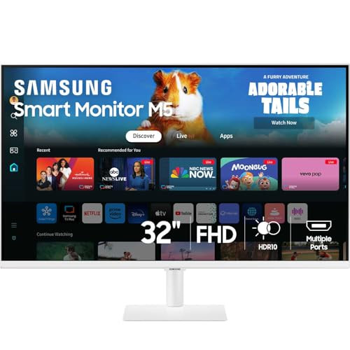 SAMSUNG 32" M5 M50D FHD SMART MONITOR STREAMING TV LS32DM501ENXZA, 2024 - WHITE
