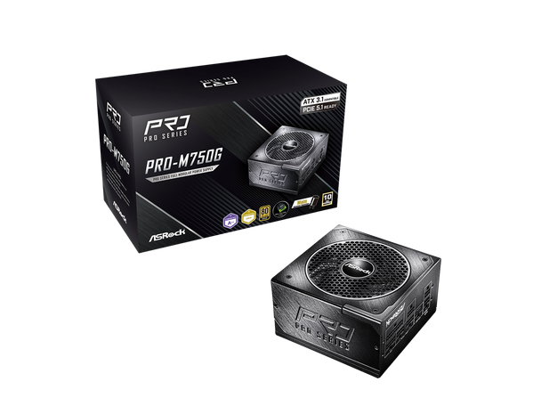ASRock PRO PRO-M750G 750 W ATX 3.1 80 PLUS GOLD Certified Power Supplies
