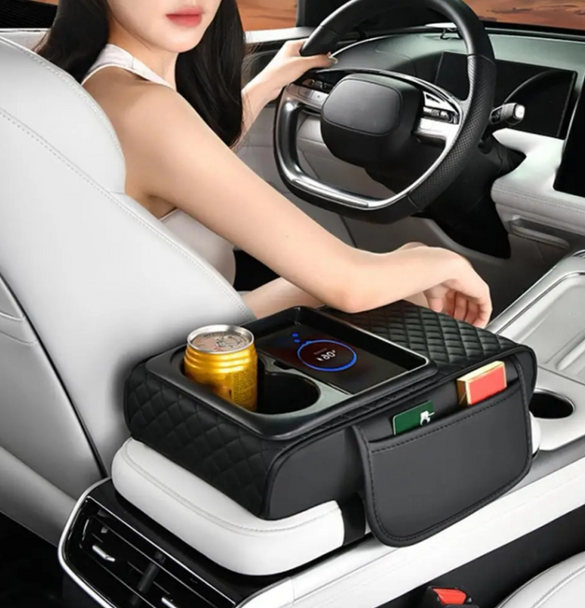 GENERIC MULTIFUNCTIONAL 6-IN-1 CAR ARMREST CONSOLE BOX - CUP HOLDER -BLACK