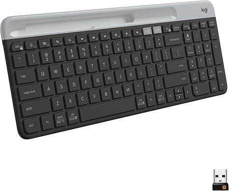 LOGITECH MULTI-DEVICE SLIM WIRELESS KEYBOARD, BLUETOOT/RECEIVER  - GRAPHITE