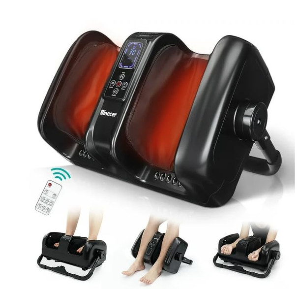 BINECER FOOT MASSAGER WITH HEAT, UPGRADE FOOT MASSAGER FOR CIRCULATION - BLACK