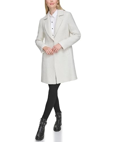 LWQMW103 KARL LAGERFELD WOMEN'S SOLID TEXTURE WOOL ONE BUTTON - SIZE L - WHITE New
