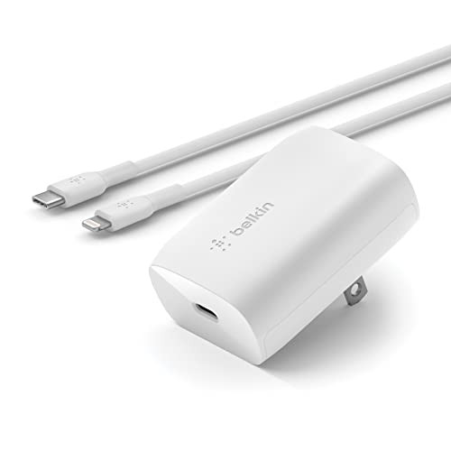 Belkin USB C Charger Block 20W USB-C to Lightning Cable Included - White New