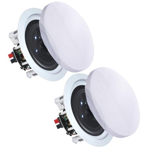 VAIYER PAIR OF 6.5 INCH CEILING SPEAKERS HOME THEATER SYSTEM VRIC650 - WHITE