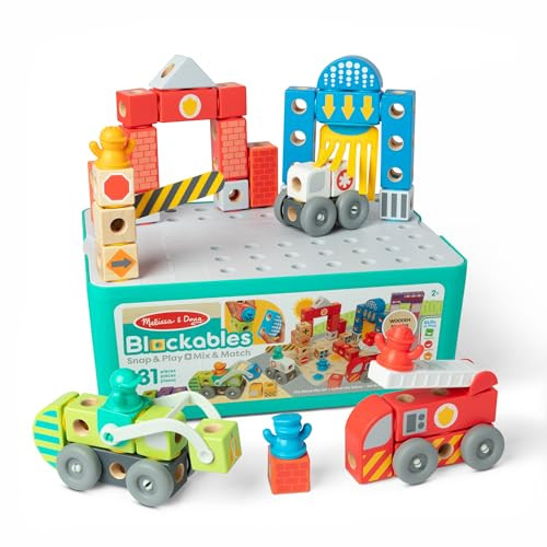 MELISSA & DOUG BLOCKABLES DELUXE CITY SNAP MIX MATCH BUILDING BLOCKS - MULTI
