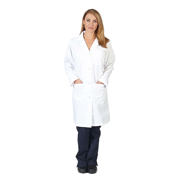 NATURAL UNIFORMS WOMENS LABCOAT 40 INCH 3 POCKET - SIZE: WOMEN XL - WHITE New
