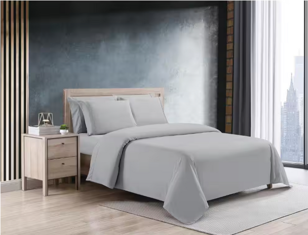 KATHY IRELAND HOME ULTA SOFT COOL MAX 6PC SOLID MICROFIBER KING SHEET LIGHT GRAY