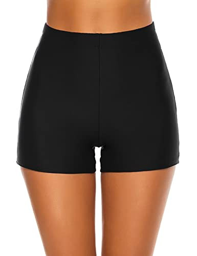 TOURNESOL WOMEN'S CLASSIC SWIM SHORT BIKINI BOTTOMS SIZE LARGE - BLACK New