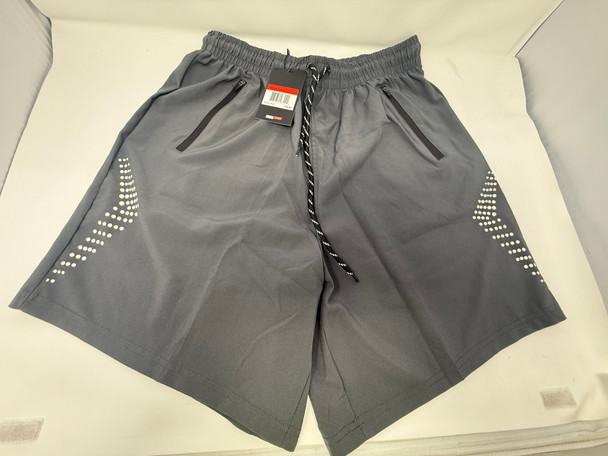 JUMP START PERFORMANCE TRAINING SHORTS ZIPPER POCKETS - SIZE: MEN M - CHARCOAL New