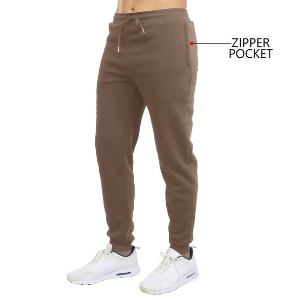 BLU ROCK MEN'S FLEECE SWEATPANTS WITH ZIPPER SIDE POCKETS, SIZE: MEN 2XL - BROWN